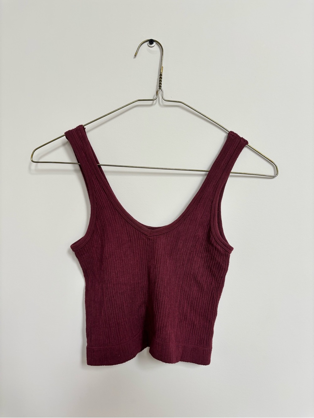 Urban Outfitters Ribbed Tank Crop Top - Wine